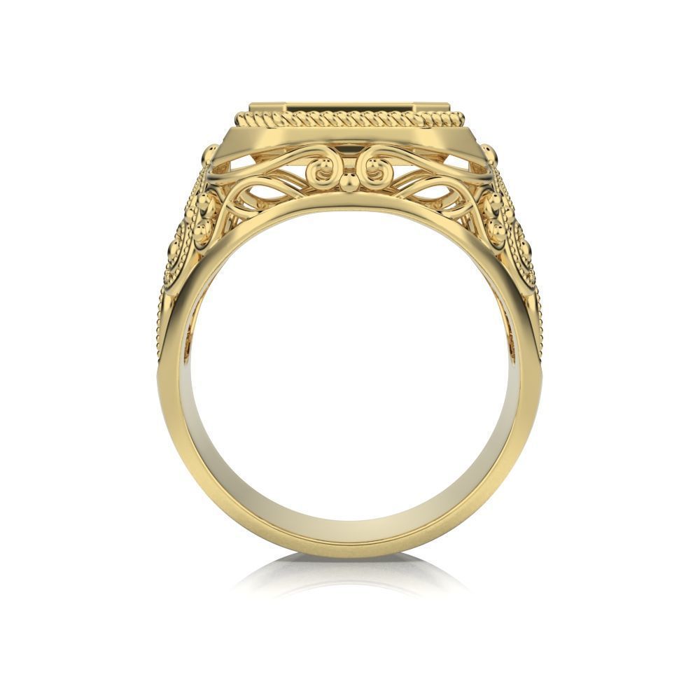 Man ring GoldenBlack 3D print model_10