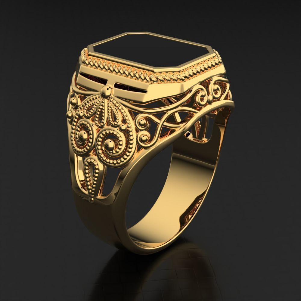 Man ring GoldenBlack 3D print model_2