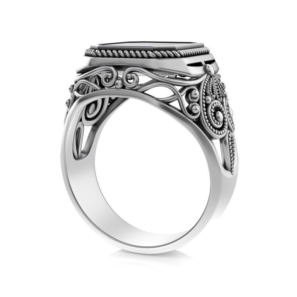 Man ring GoldenBlack 3D print model_6