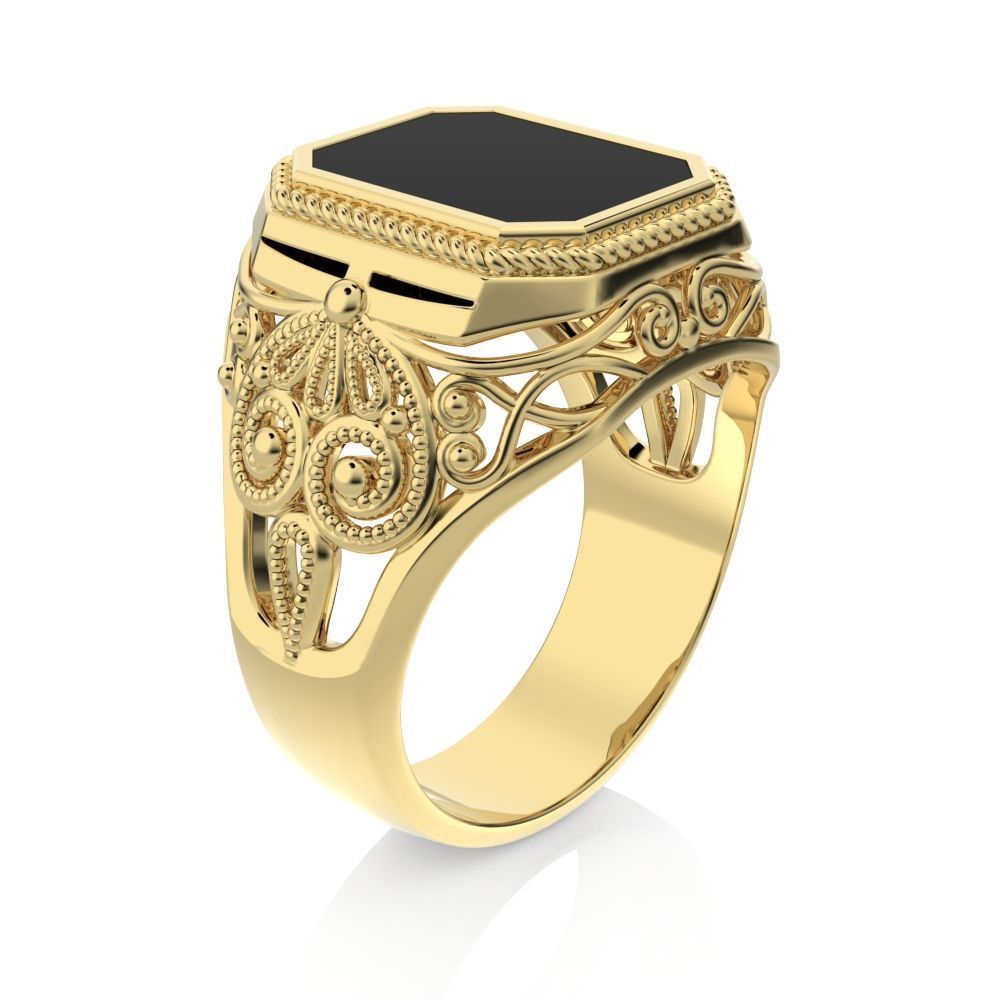 Man ring GoldenBlack 3D print model_3