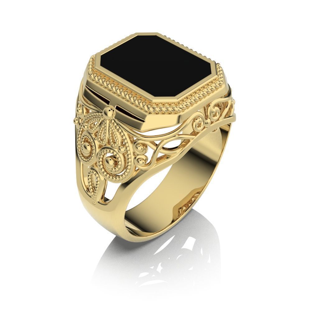Man ring GoldenBlack 3D print model_11