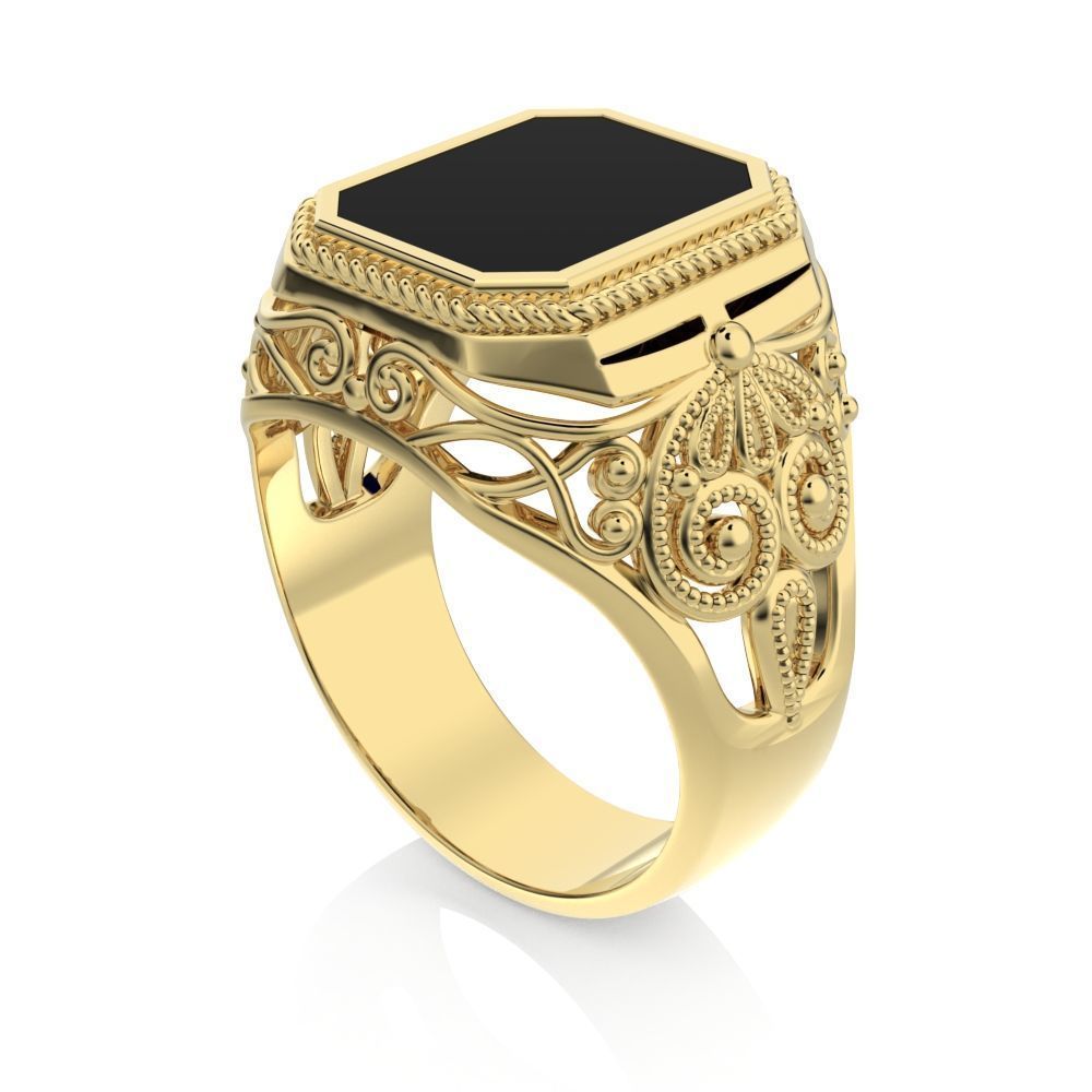 Man ring GoldenBlack 3D print model_1