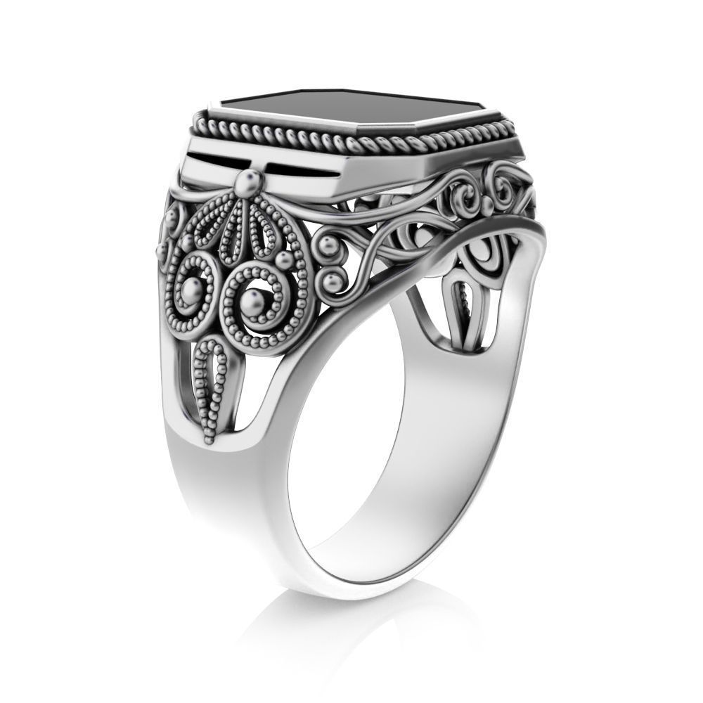 Man ring GoldenBlack 3D print model_5