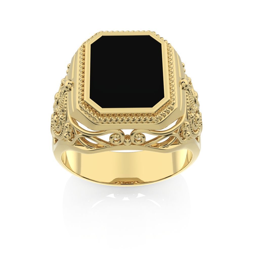 Man ring GoldenBlack 3D print model_8