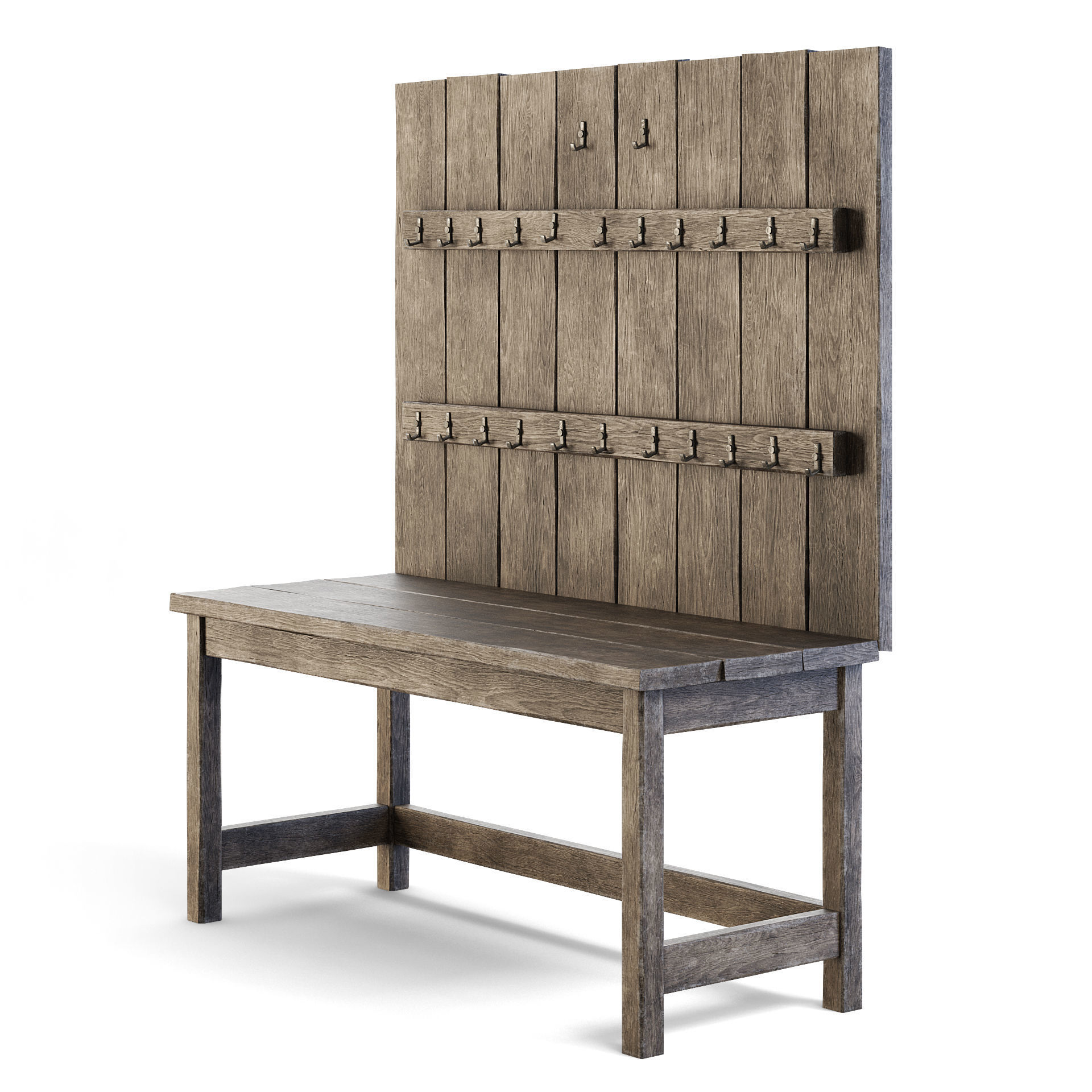 Old Wooden Wall Table 3D model_2