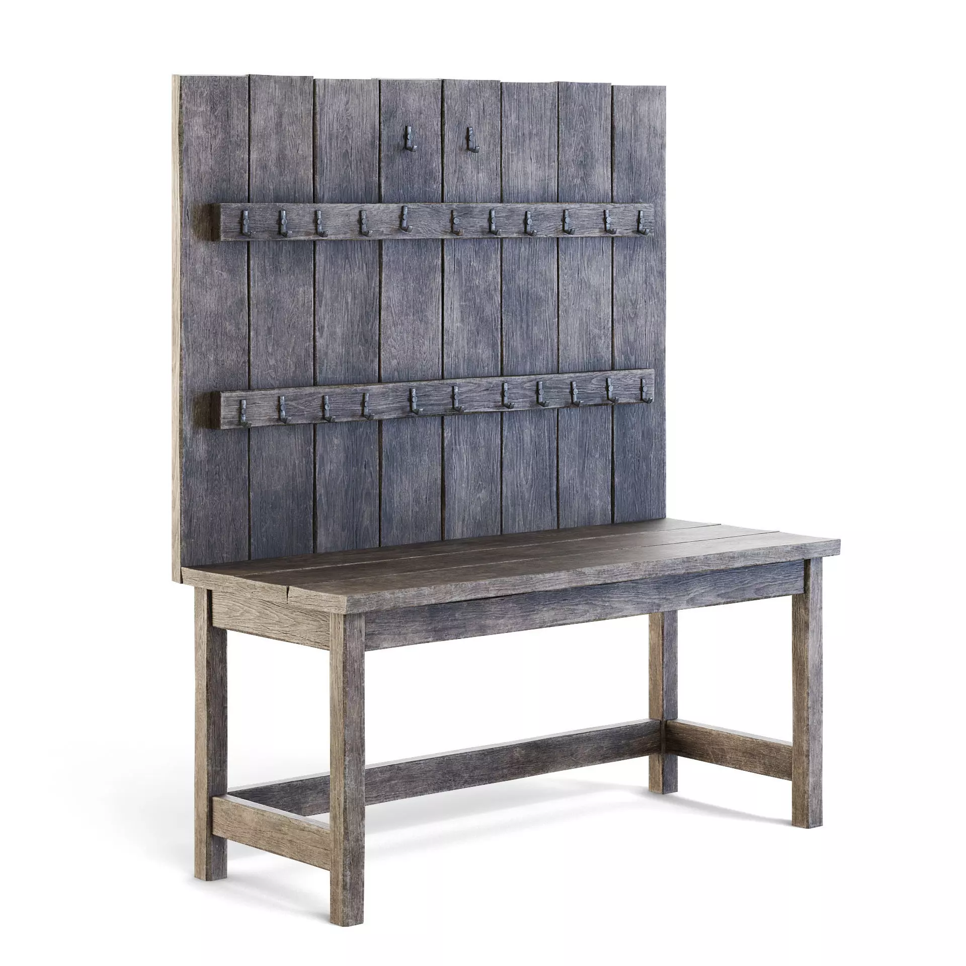 Old Wooden Wall Table 3D model_0