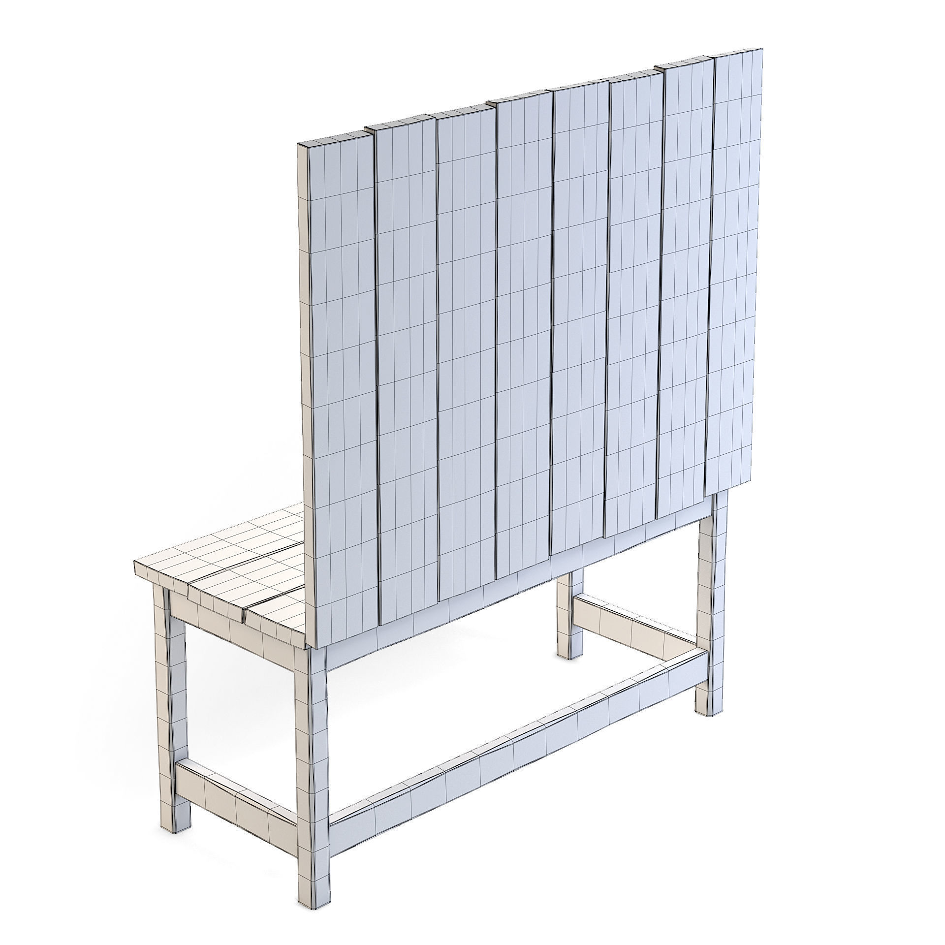 Old Wooden Wall Table 3D model_6