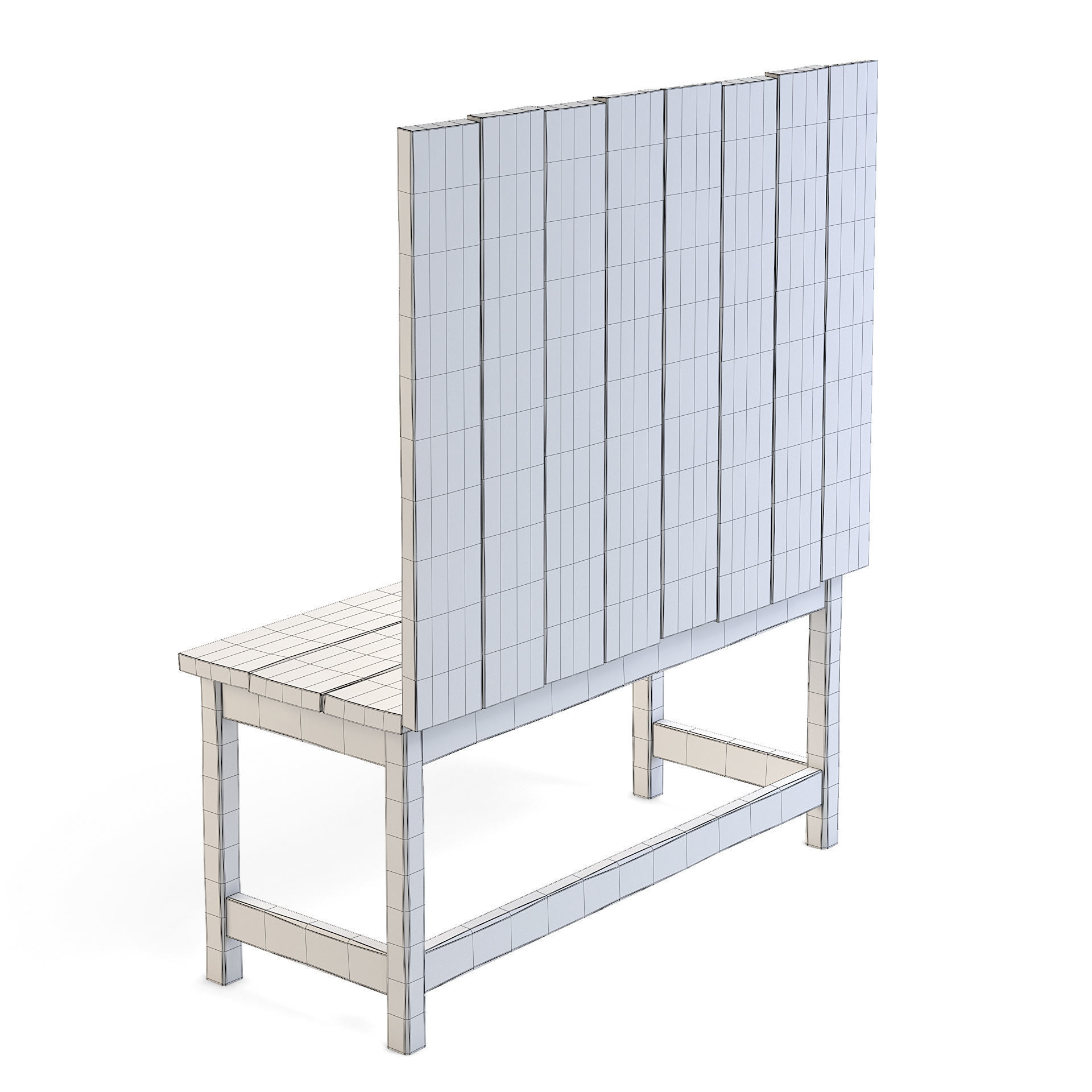 Old Wooden Wall Table with Tools 3D model_6