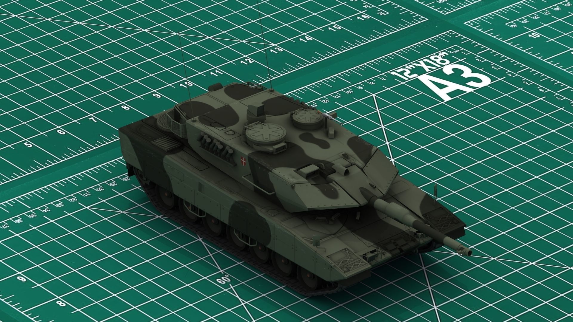 Leopard Paper Model Tank Leopard 2A7 Tank 3D model 3D printable | CGTrader