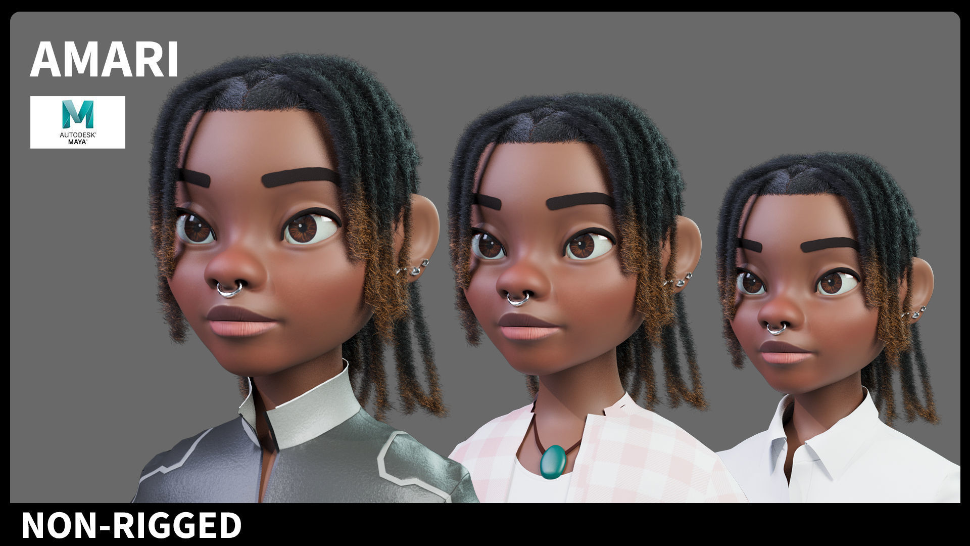 Stylized Black Girl - NO RIG 3D model | CGTrader