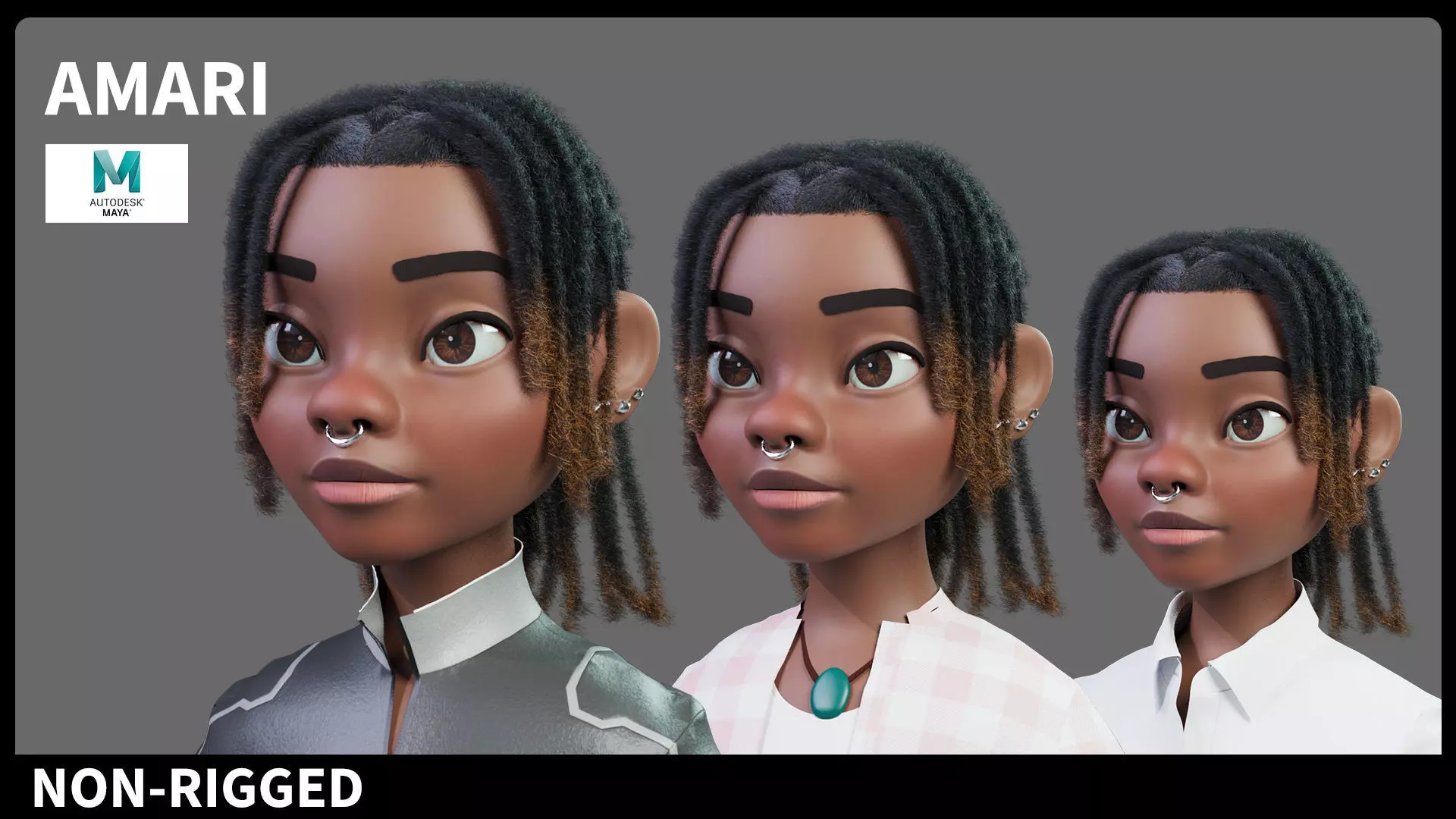 Stylized Black Girl - NO RIG 3D model