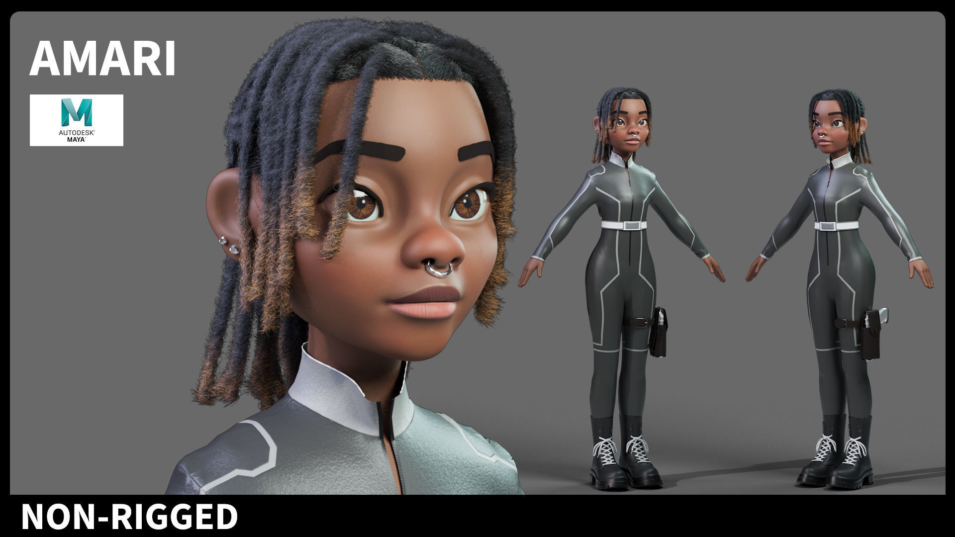 Stylized Black Girl - NO RIG 3D model | CGTrader