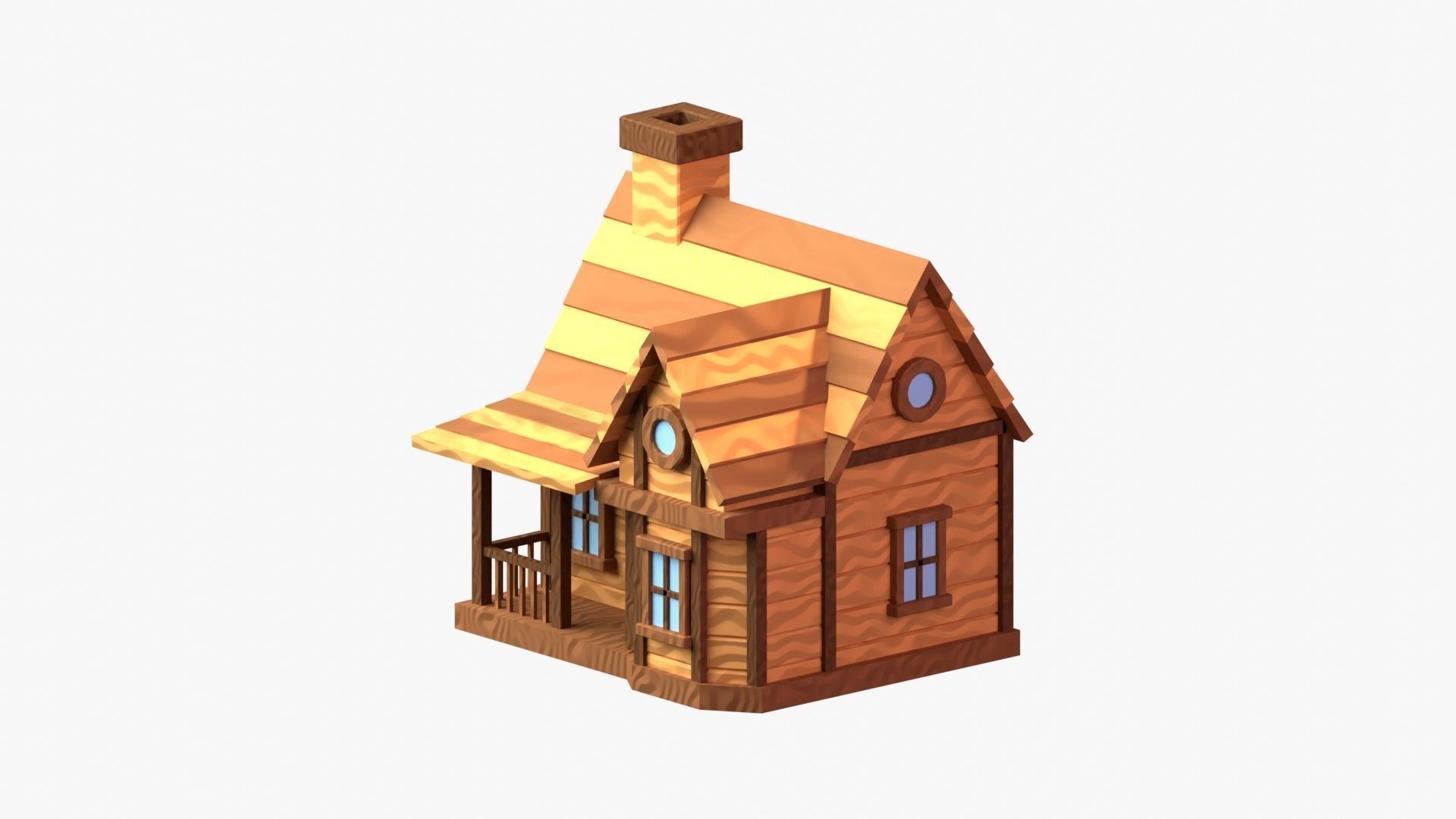 Wooden Cabin 3D Illustration 3D model_2