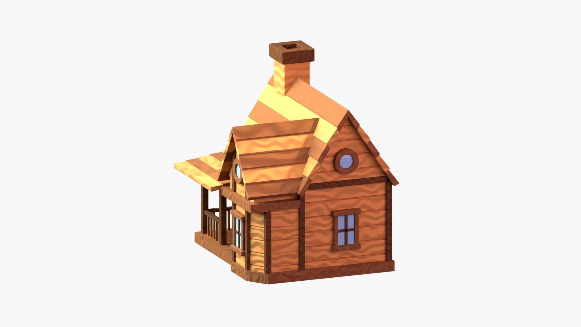 Wooden Cabin 3D Illustration 3D model_3