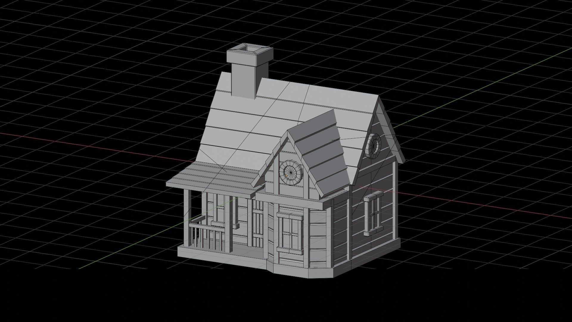 Wooden Cabin 3D Illustration 3D model_1