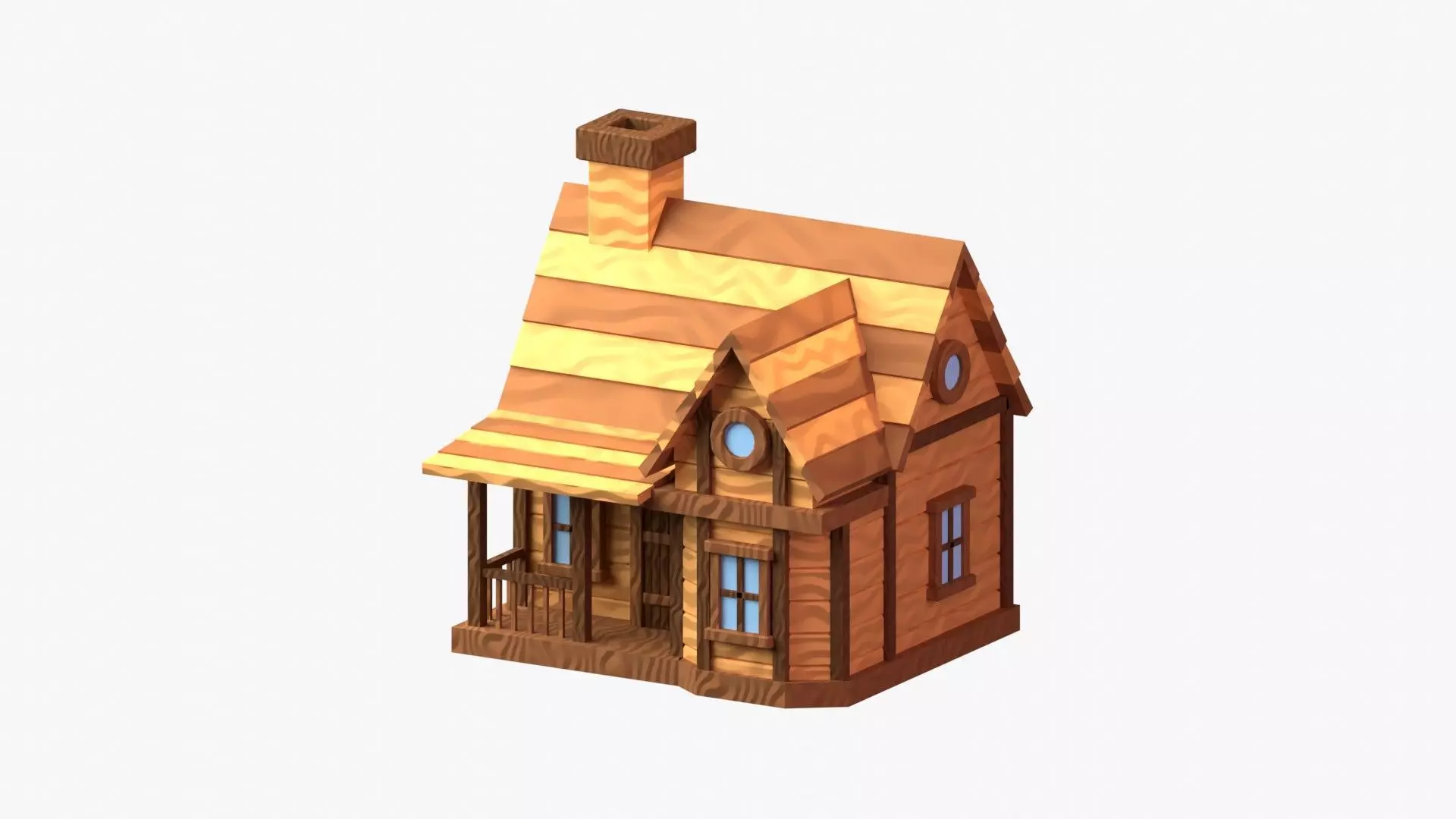 Wooden Cabin 3D Illustration 3D model_0
