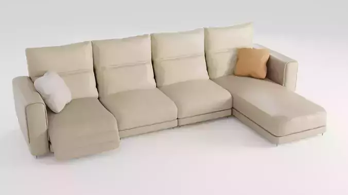 Beige leather sofa in Italian style