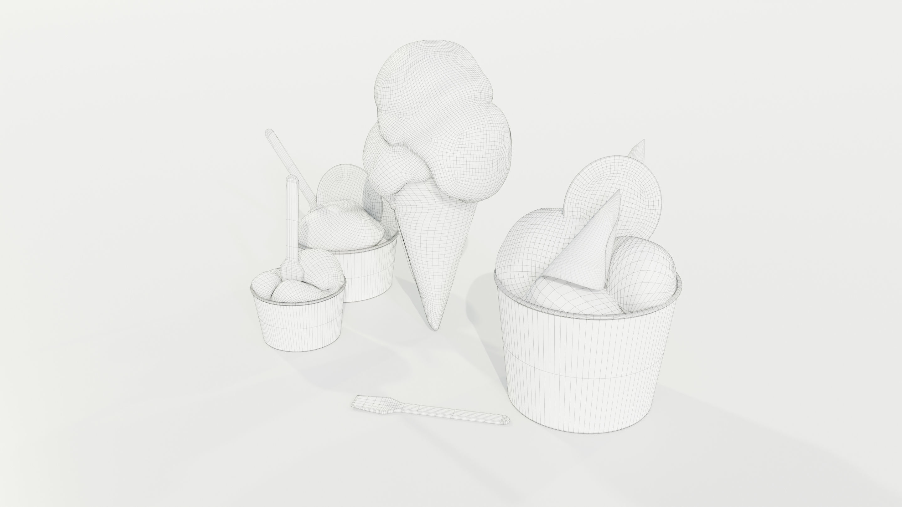 Ice Cream Cone and Cups 3D model_13