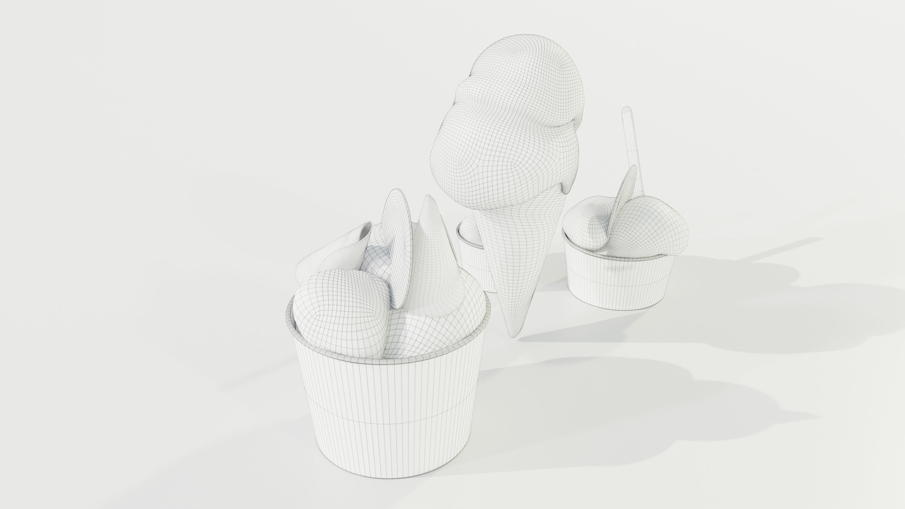 Ice Cream Cone and Cups 3D model_14