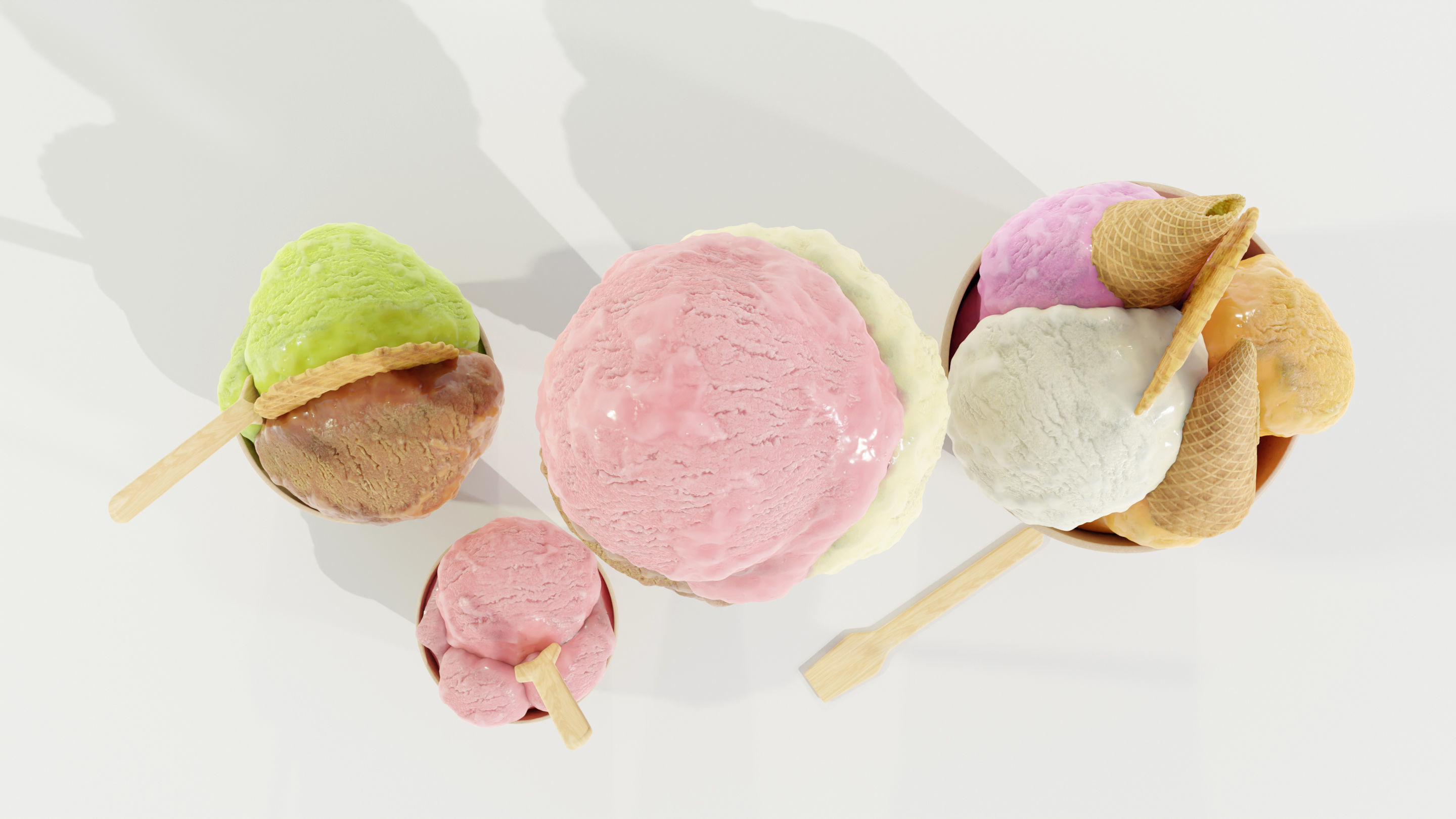 Ice Cream Cone and Cups 3D model_10