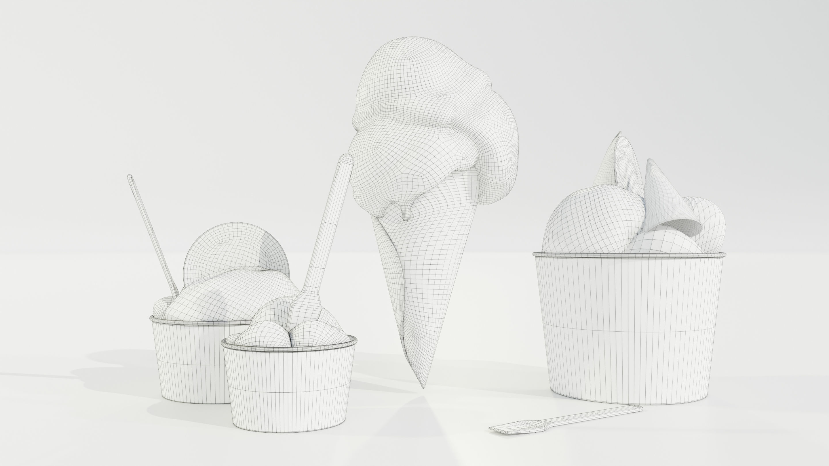 Ice Cream Cone and Cups 3D model_17