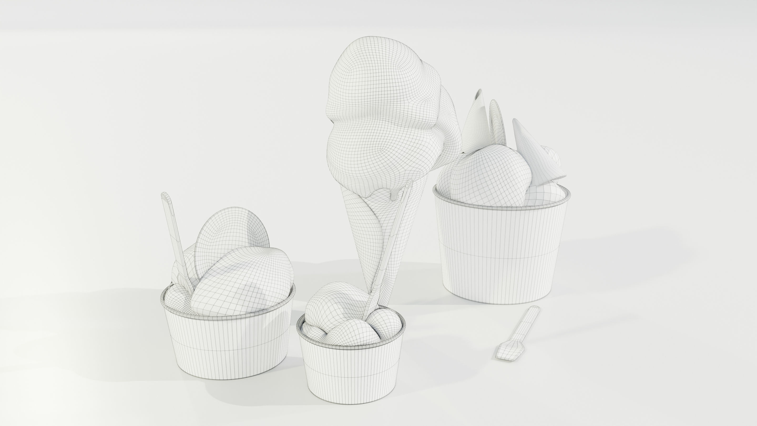 Ice Cream Cone and Cups 3D model_16