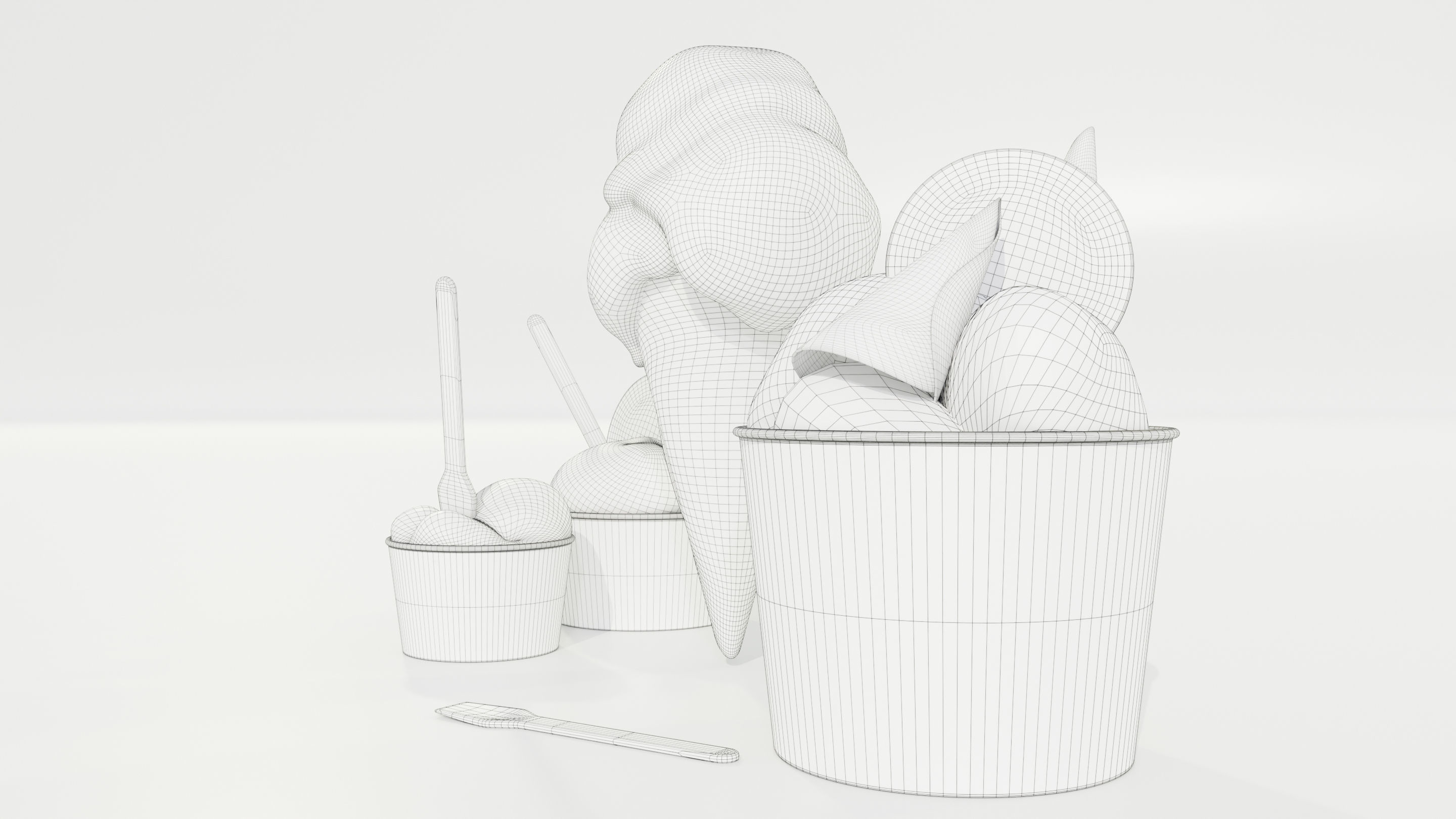 Ice Cream Cone and Cups 3D model_18