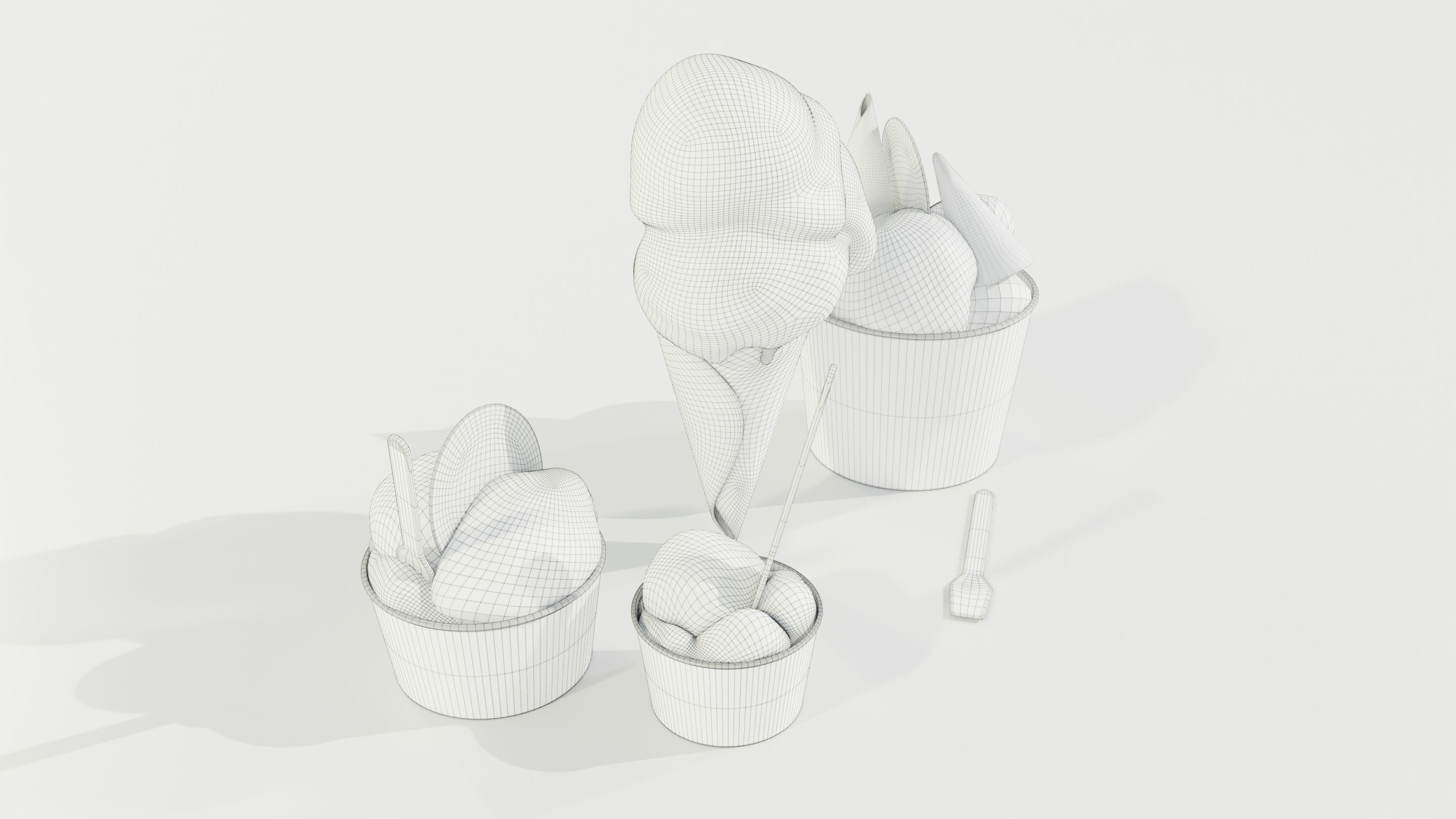 Ice Cream Cone and Cups 3D model_12