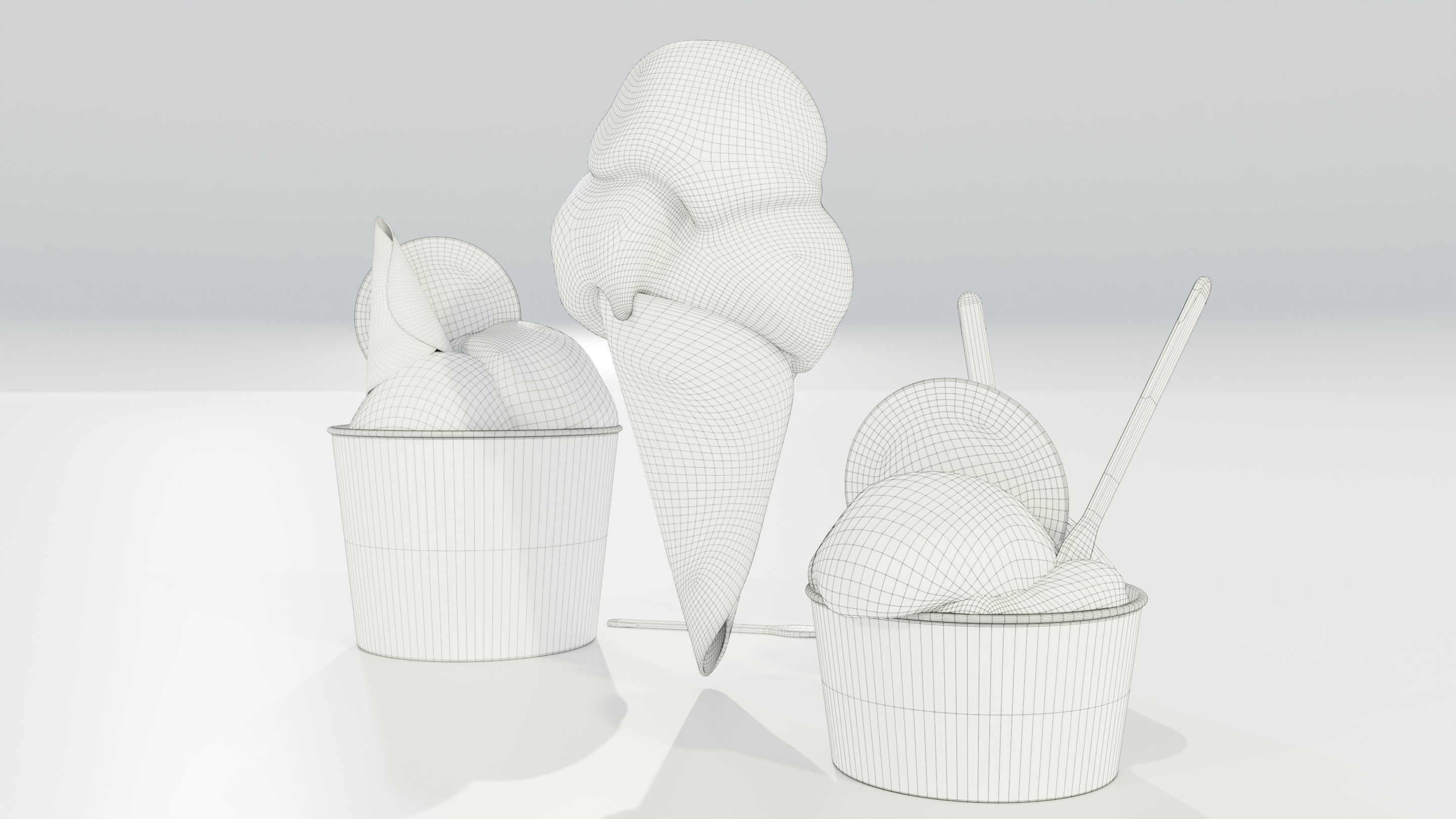 Ice Cream Cone and Cups 3D model_19