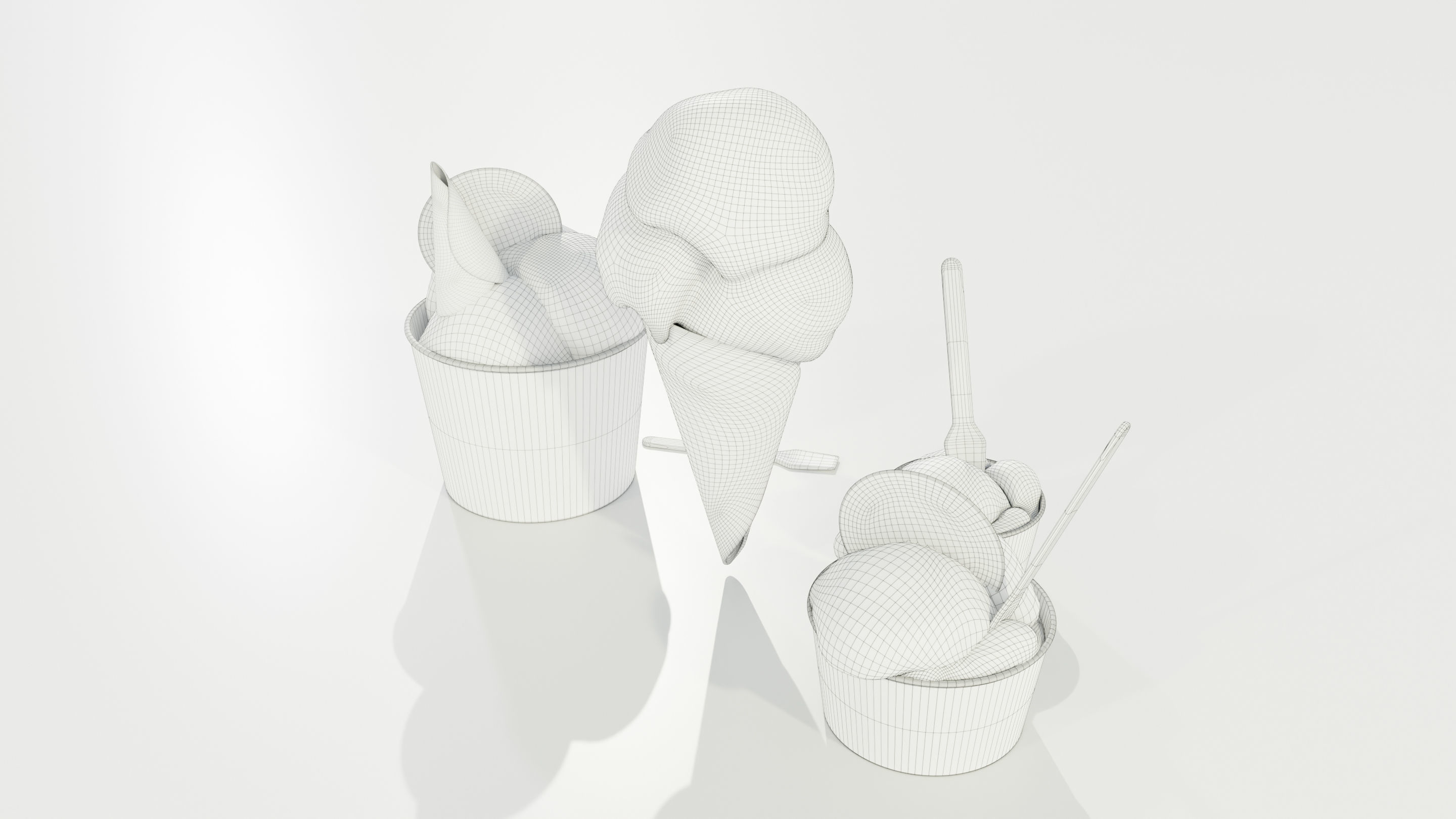 Ice Cream Cone and Cups 3D model_15