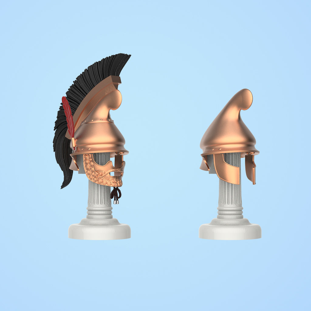 Phrygian Helmet with a figure 3D print model_3