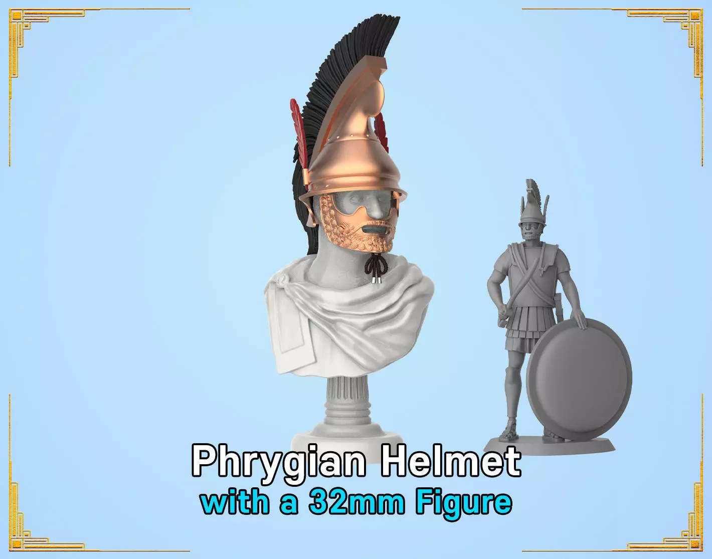 Phrygian Helmet with a figure 3D print model_0