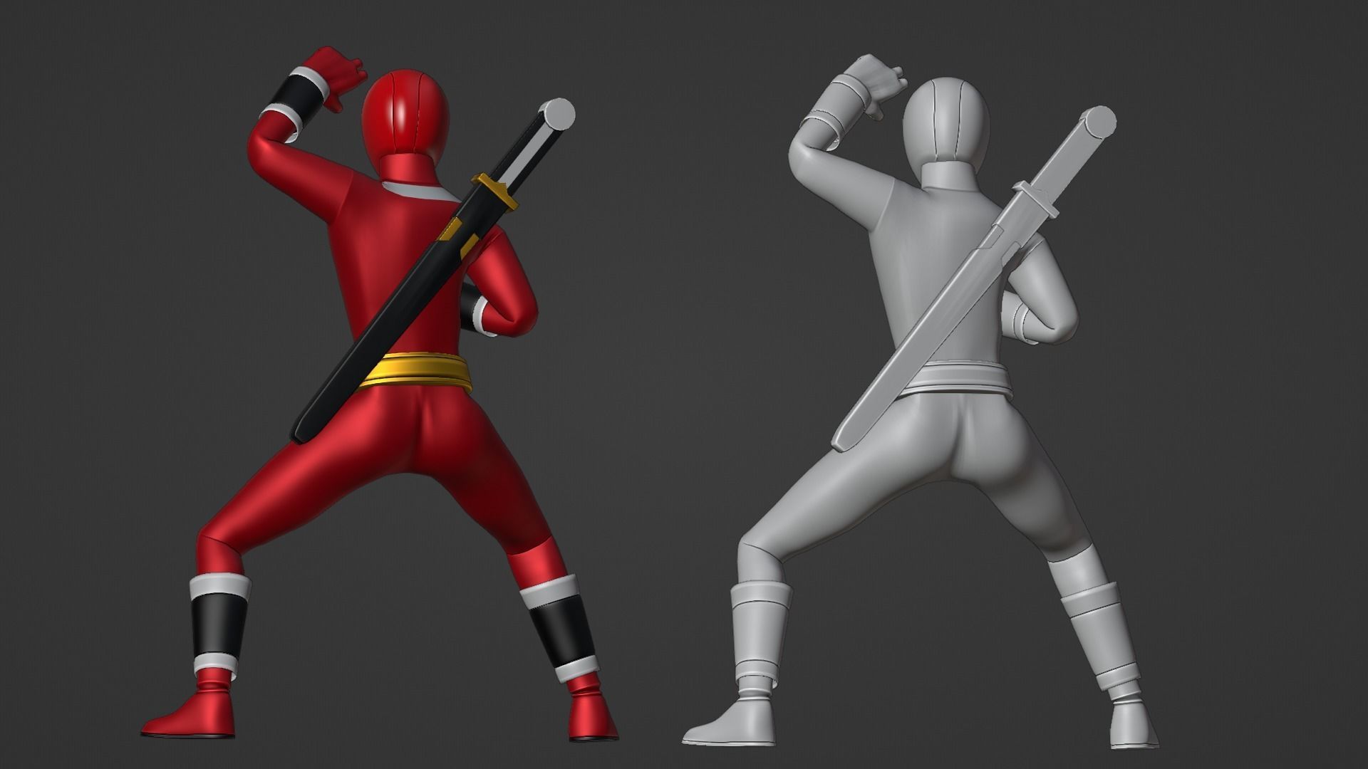 Red Aquitian Ranger - Mighty Morphin Alien Rangers 3D model rigged ...