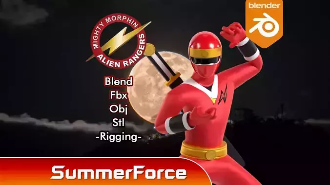 Red Aquitian Ranger - Mighty Morphin Alien Rangers 3D model
