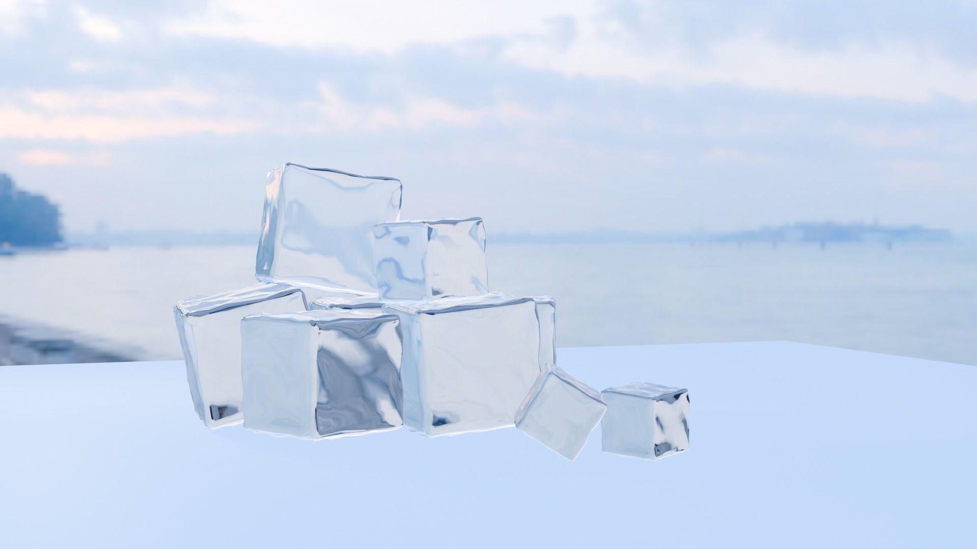 Ice cube 3D model_4