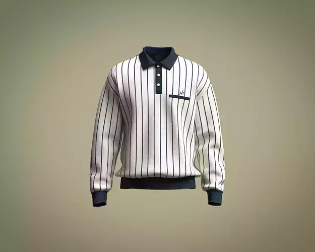 Mens baseball polo shirt with rib and graphic design