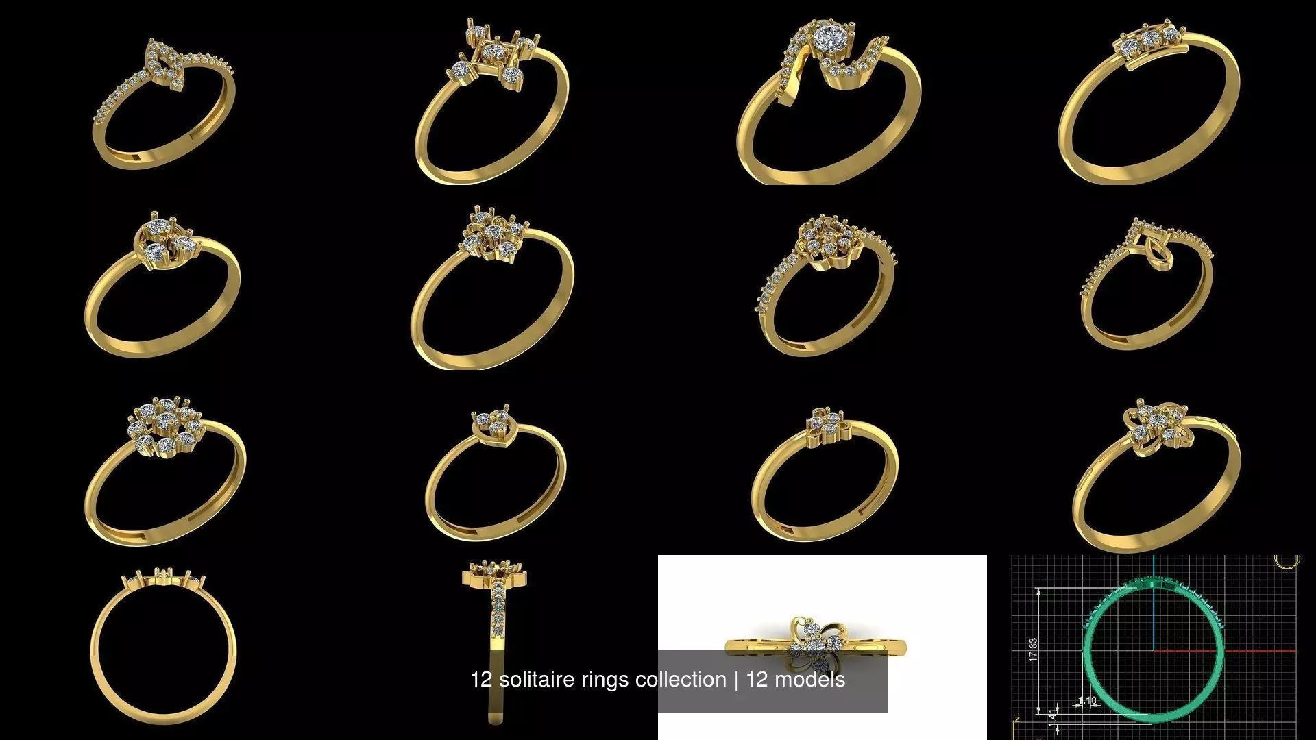 12 solitaire rings collection _0