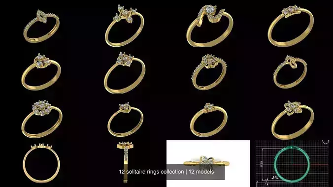 12 solitaire rings collection