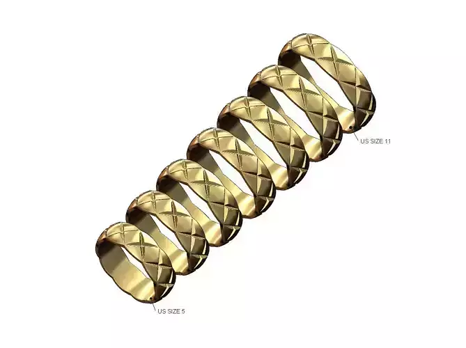 Fashion brand cross stitch engraving band US sizes 5to11