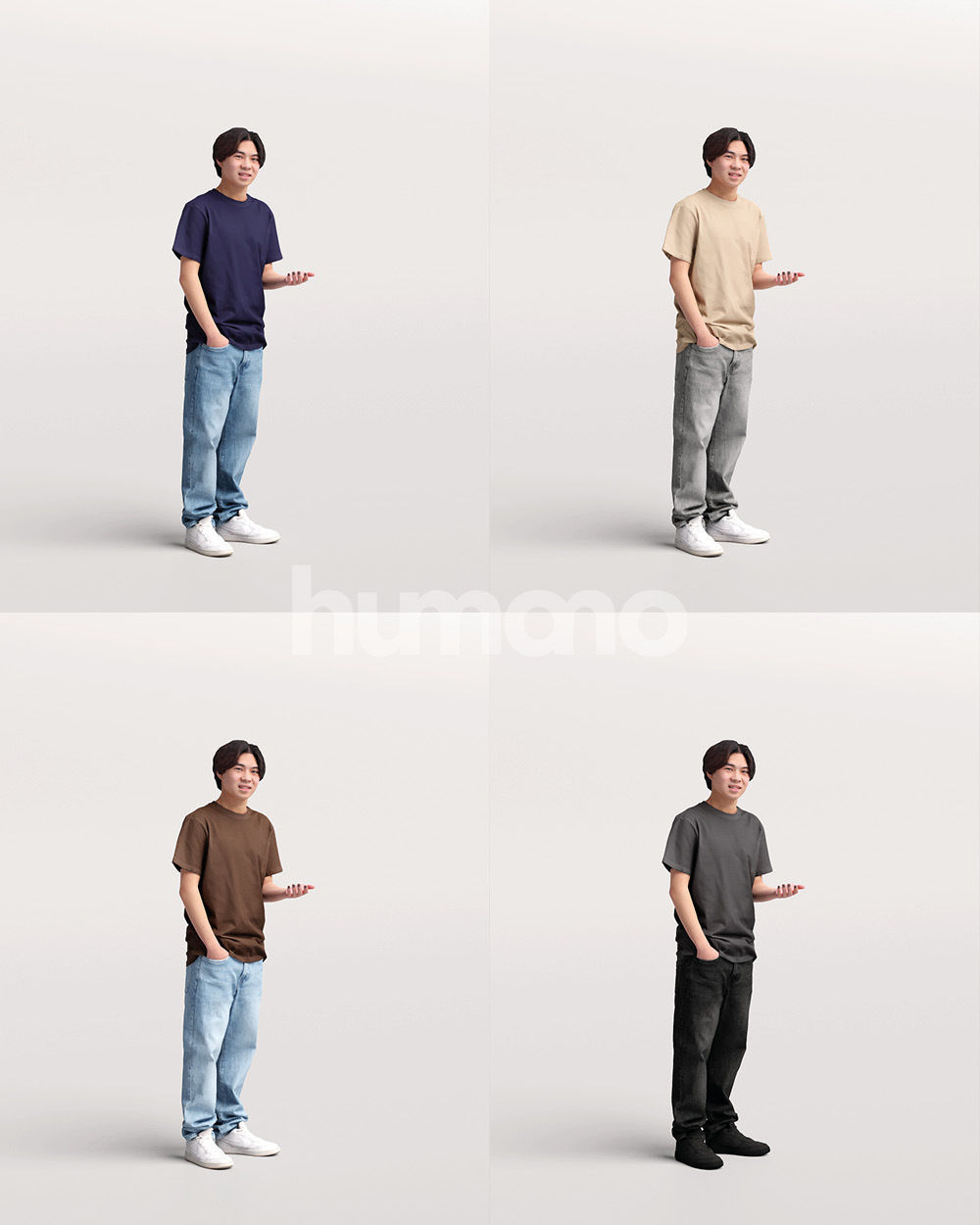 Humano standing and talking young asian man - casual -036-2012 3D model_12