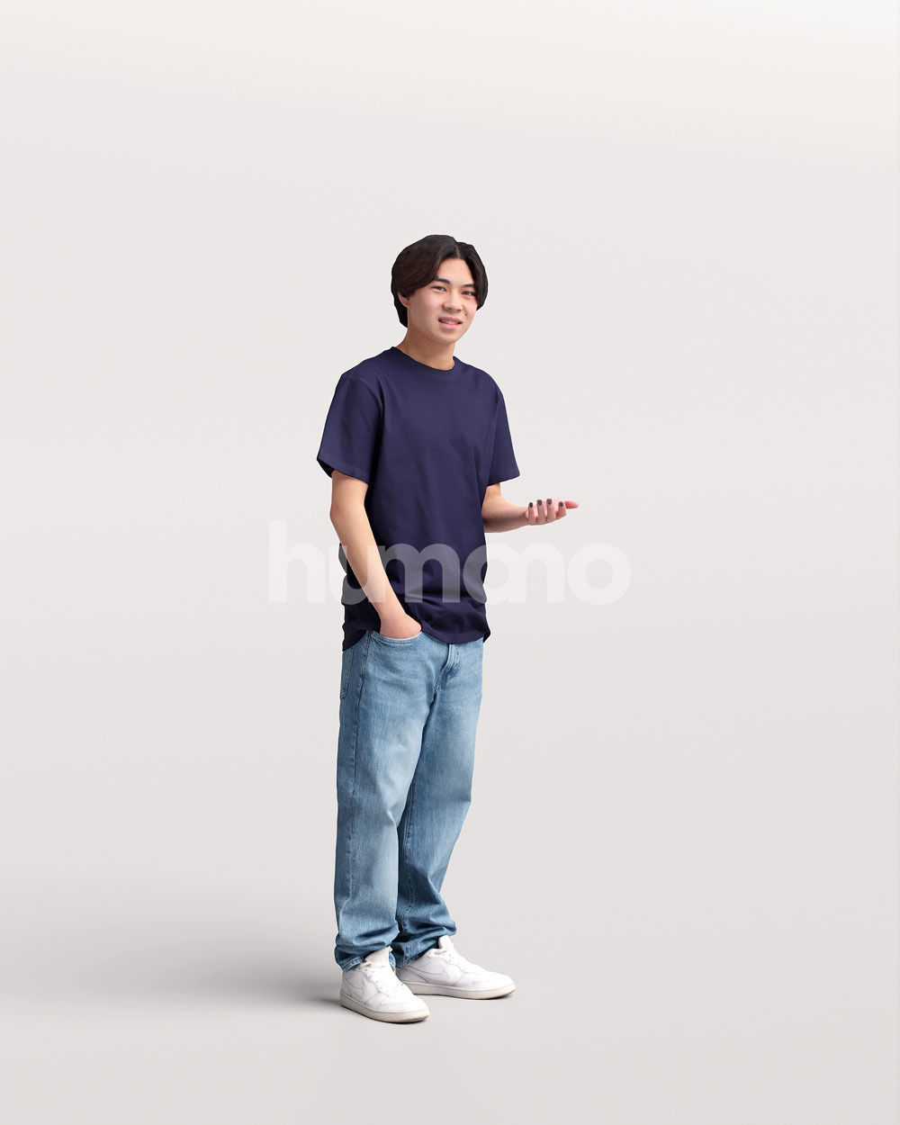 Humano standing and talking young asian man - casual -036-2012 3D model_2