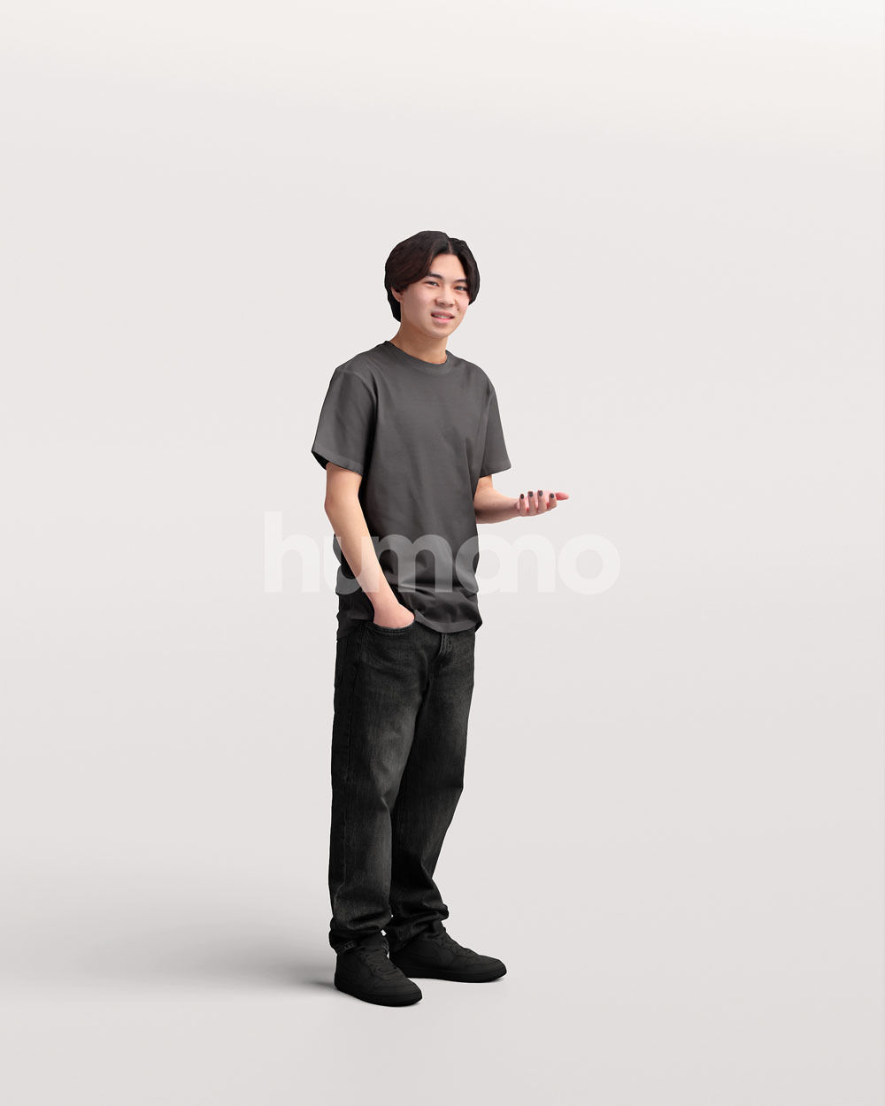 Humano standing and talking young asian man - casual -036-2012 3D model_10
