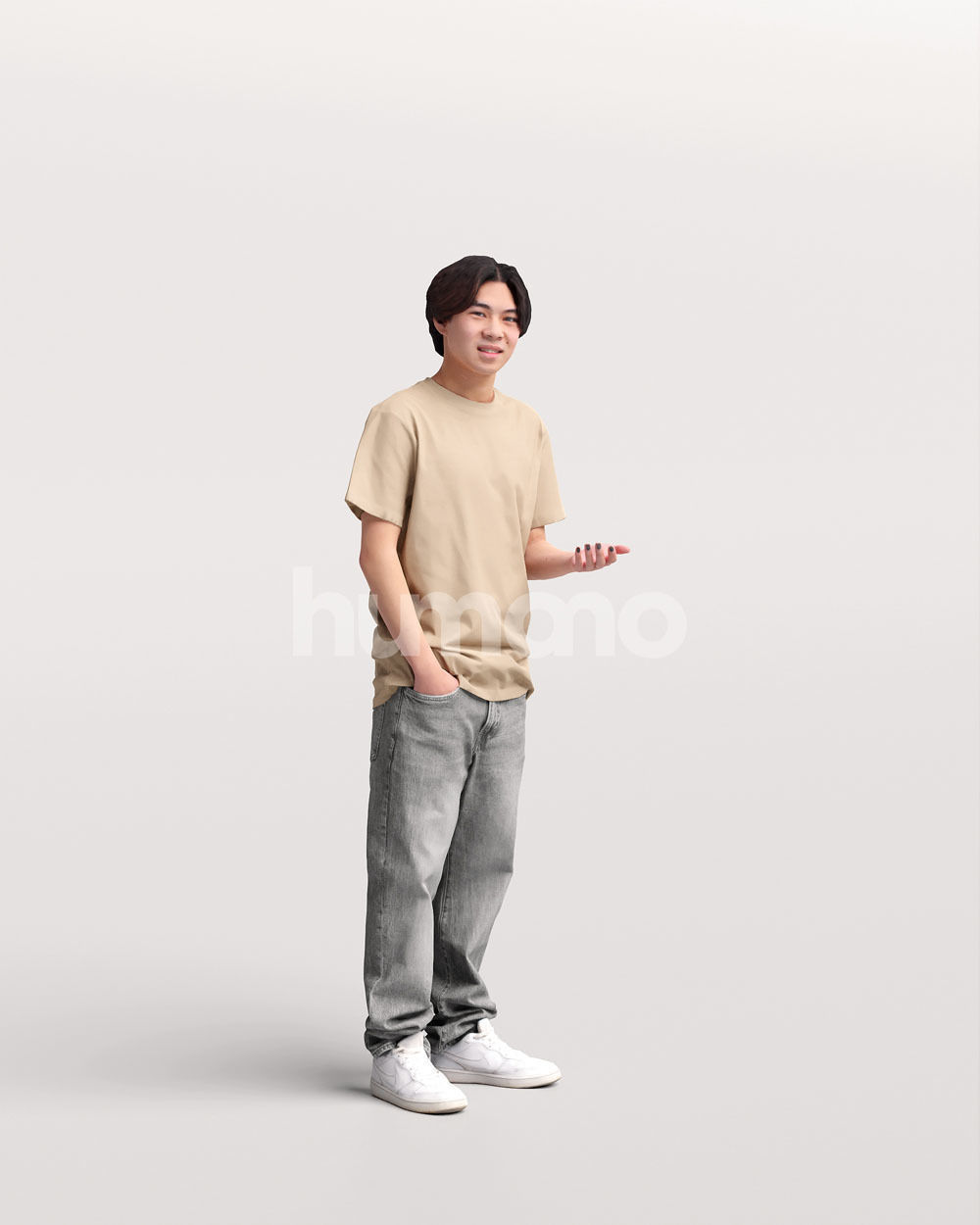 Humano standing and talking young asian man - casual -036-2012 3D model_9