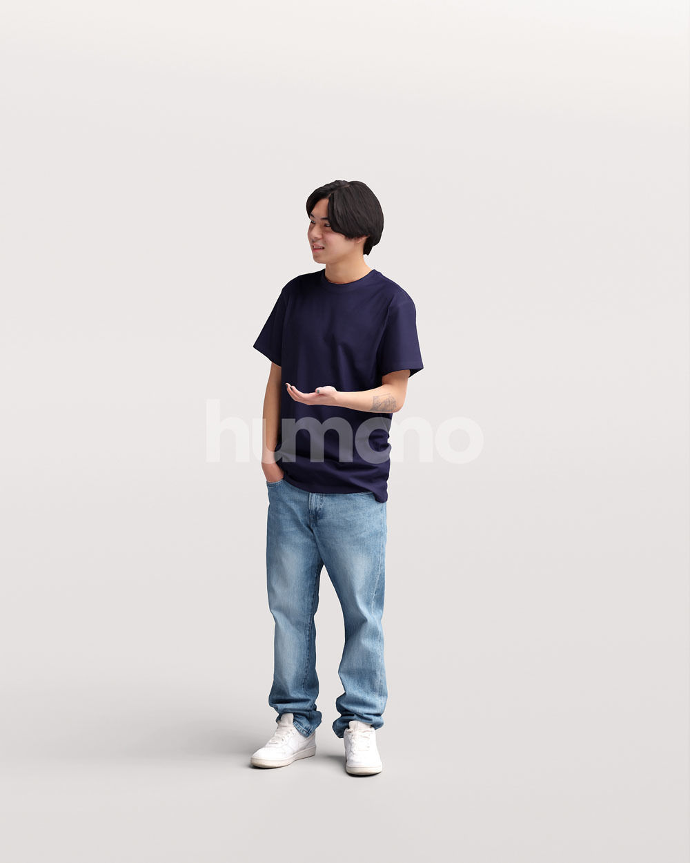 Humano standing and talking young asian man - casual -036-2012 3D model_3