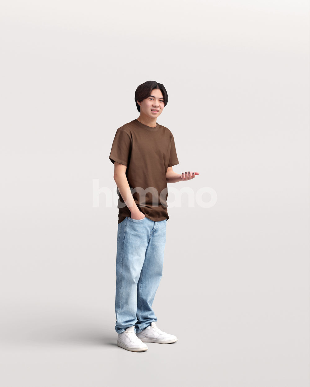 Humano standing and talking young asian man - casual -036-2012 3D model_8