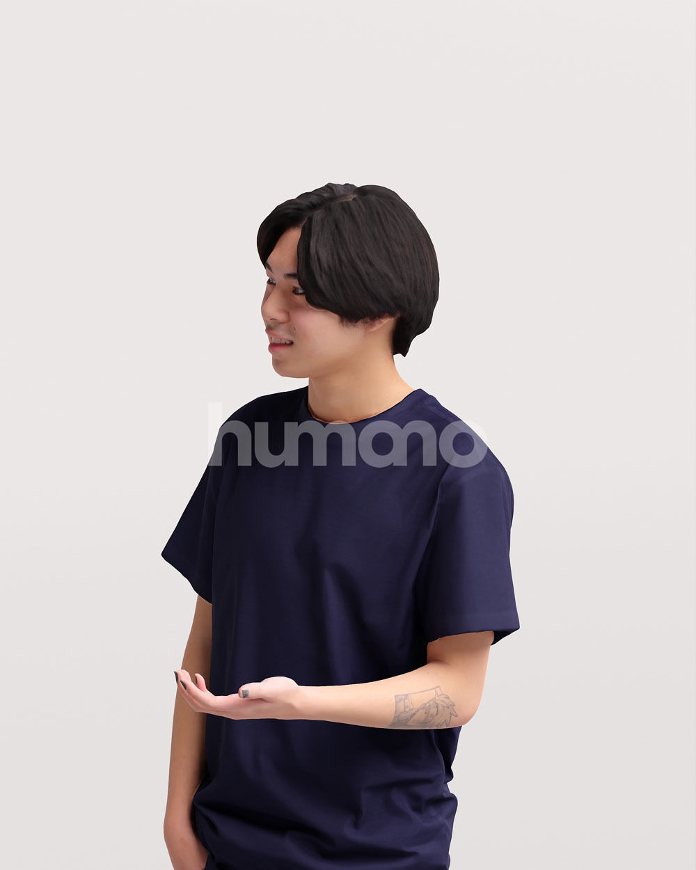 Humano standing and talking young asian man - casual -036-2012 3D model_6