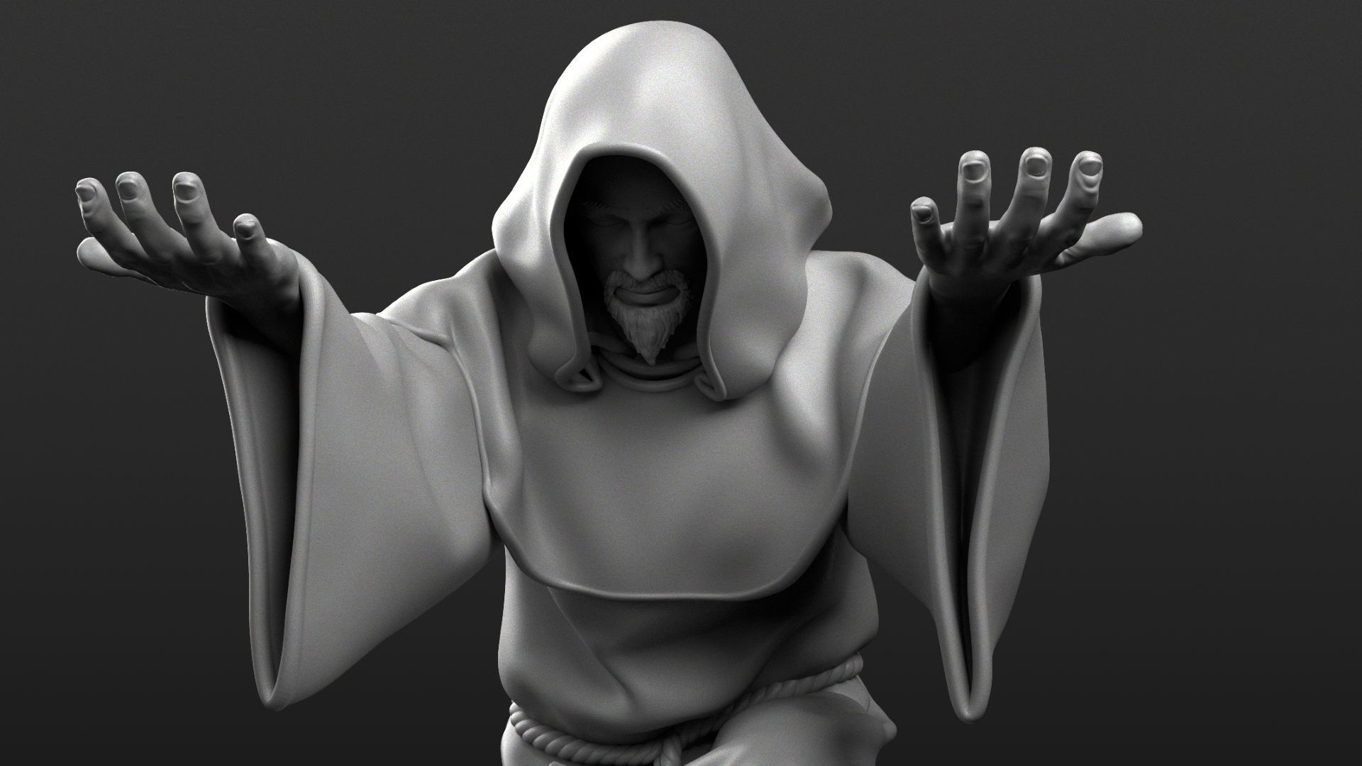 Monk Penholder 3D print model_13