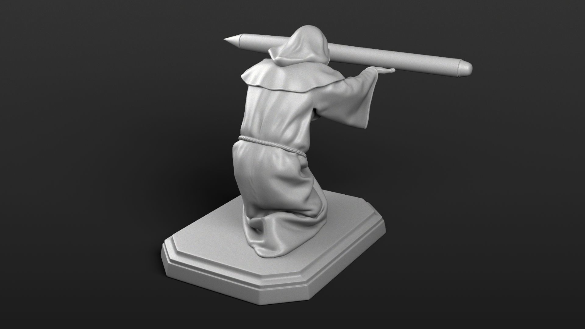 Monk Penholder 3D print model_6
