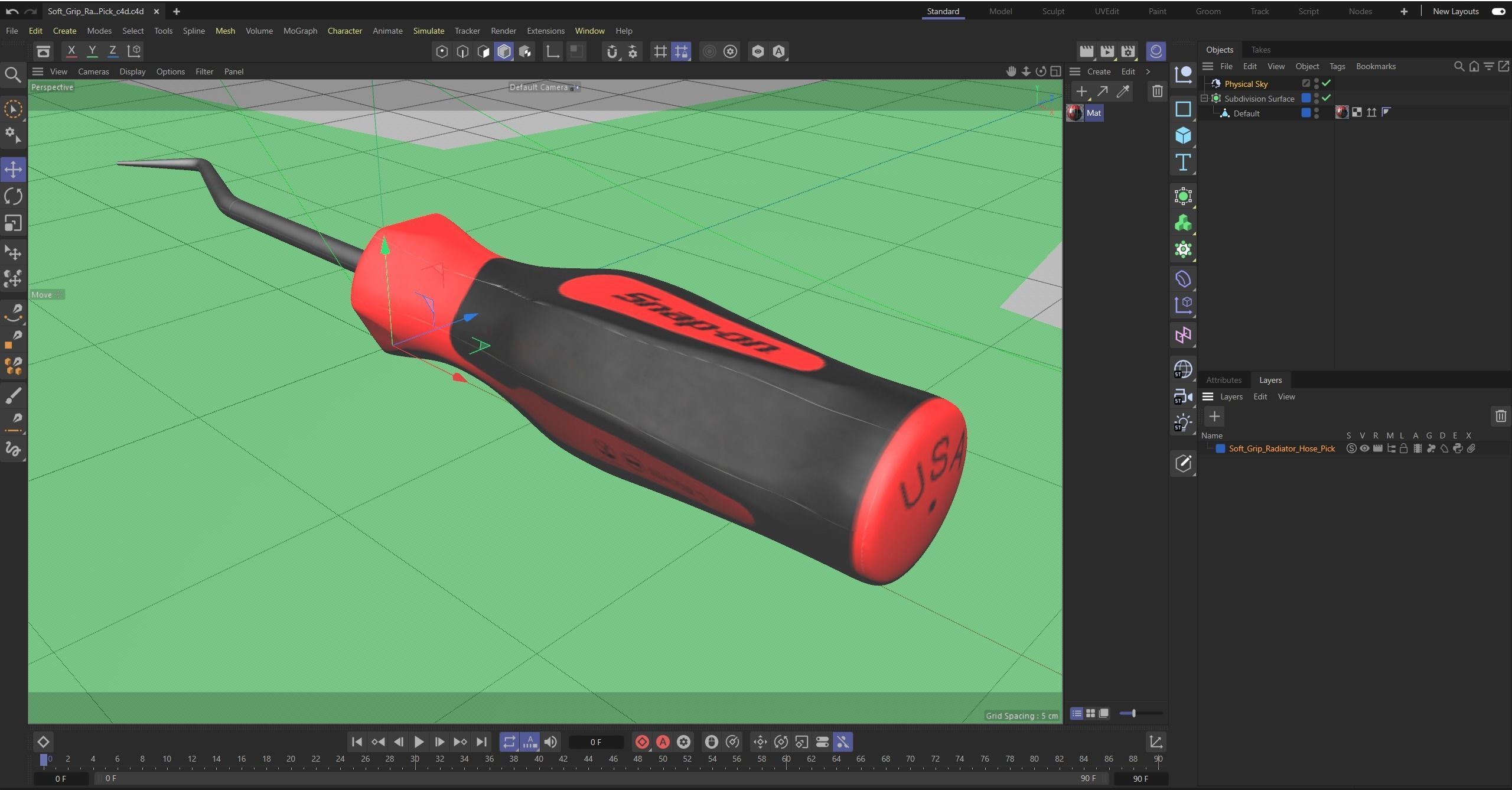 SO Soft Grip Radiator Hose Pick SGA173BR Low-poly 3D model_29