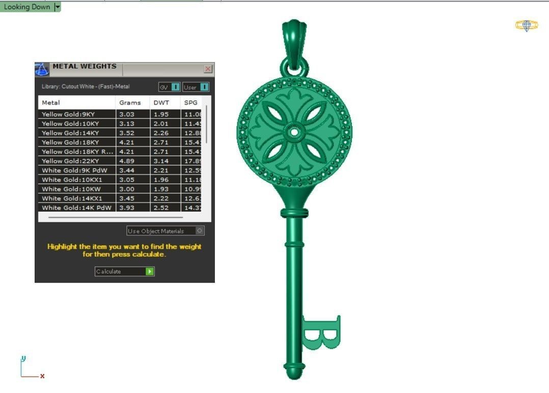 Key pendant letter B 3D print model_2